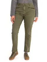 Pantalón de jean negro de tiro medio, corte skinny, con bolsillos delanteros con cierre y ruedo desflecado.