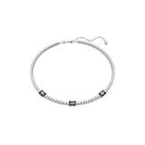 Collar Matrix Tennis de Swarovski, con piedras redondas transparentes y piedras rectangulares de color verde oscuro, con engaste bañado en rodio.