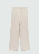 Pantalón wide leg color crudo, con cintura elástica y bolsillos laterales. Confeccionado en tejido de bambula 100% algodón.
