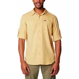 Camisa de hombre Columbia Silver Ridge, color beige, de manga larga con botones para enrollar, dos bolsillos frontales con botón, ventilación en la espalda y protección solar UPF 50.