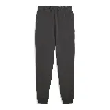 Pantalón de jogging Puma Essentials Elevated para hombre, color gris oscuro, con cintura elástica ajustable con cordón, bolsillos laterales y logo de Puma estampado en la pierna izquierda.