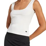 Musculosa deportiva Adidas Ess Tank Top color blanco, de corte clásico y cuello redondo.