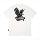 Remera de manga corta color blanco roto (off-white) con un gran estampado en la espalda de un águila en vuelo con las palabras "RIDE INDEPENDENT TRUCKS" en una cinta debajo.
