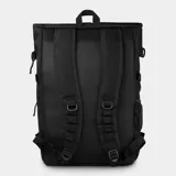 Mochila Carhartt WIP modelo Philis, color marrón claro con detalles en negro. Cuenta con cierre superior enrollable con hebilla, múltiples bolsillos y correas ajustables.