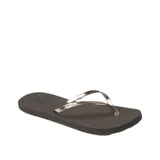 Ojotas Reef Bliss Nights color marrón con tiras finas doradas.