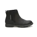 Botín Chelsea de cuero nobuk texturizado color negro, con elásticos laterales, forro interno reciclado, plantilla de espuma EVA, suela de goma resistente y tecnología CLEANSPORT NXT.