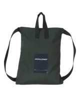 Mochila verde militar con doble asa de mano y tirantes ajustables para la espalda. Estampado frontal con el logo de la marca Jack & Jones.