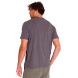 Remera de manga corta color gris jaspeado con un gráfico frontal en amarillo que celebra el centenario de Caterpillar (1925-2025).