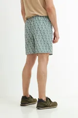 Short de baño de secado rápido color verde grisáceo, con cintura elástica y cordón ajustable.