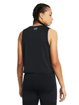Musculosa deportiva Under Armour Vanish Energy Crop, color gris con logo en el pecho.