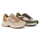 Championes urbanos Korium Krissin, color beige con detalles en marrón claro.