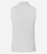 Blusa de punto color blanco, con cuello alto y sin mangas.
