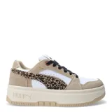 Championes urbanos Puma Rebound Femme Low Animal, color blanco, beige y dorado, con detalles de animal print en el lateral.
