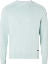 Sweater de algodón orgánico color menta con textura rugosa, cuello redondo y hombros caídos.
