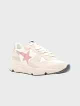 Championes Golden Goose Running Solè, color beige con detalles en rosa.