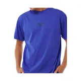 Remera violeta de manga corta con logo de Rip Curl estampado en el pecho.
