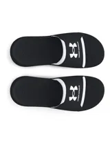 Sandalias Under Armour Ignite Select para mujer, color azul marino con logo blanco. Cuentan con plantilla de espuma viscoelástica para mayor comodidad.