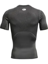 Remera deportiva Under Armour HeatGear Armour de manga corta, color blanco, con logo negro en el pecho.