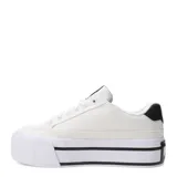 Championes Puma Court Classic Vulc FS Platforma, color negro con franja blanca y suela de plataforma blanca.