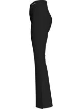 Pantalón legging acampanado de punto Milano color negro, con cintura elástica con logo de Calvin Klein.