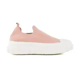 Zapatillas deportivas negras tipo slip-on, con capellada de tejido de punto y suela de plataforma blanca con diseño acanalado.