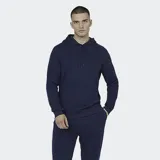 Campera con capucha y bolsillo canguro, color azul marino, con logo de Castore bordado en el pecho.