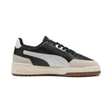 Championes Puma Shuffle Downtown OG de cuero sintético negro con detalles en blanco y beige.