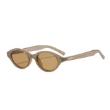 Lentes de sol unisex con montura ovalada negra y lentes grises. Fabricados con plástico reciclado.