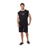 Musculosa negra con estampado frontal con el logo de la marca Rusty y la frase "Rusty a Sun".