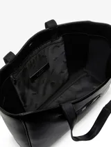 Bolso shopper negro de poliuretano con logo ovalado de Diesel en relieve.