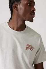 Remera gris de corte recto con logo de Levi's estampado en el pecho.