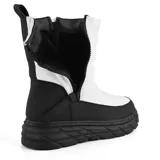 Bota de caña media color negro con plataforma y cierre lateral.