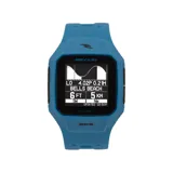 Reloj digital Rip Curl Search GPS Series 2, color celeste, con caja de plástico ABS de 43mm y correa de goma. Resistente al agua hasta 100m. Muestra información de mareas y ubicación GPS.
