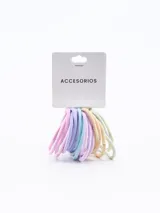 Pack de 18 coleros elásticos para el pelo, de colores pastel: celeste, lila, rosa, amarillo y naranja.