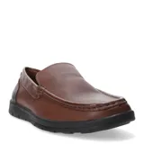 Zapato negro de hombre, tipo mocasín, con diseño clásico y suela de goma.