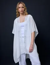 Kimono negro de gasa con apliques de brillos, marca Jessica Mc Clintock.