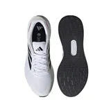 Championes Adidas Runfalcon 5, color blanco con detalles en negro y rojo, ideales para running. Cuentan con tecnología Cloudfoam en la entresuela para mayor amortiguación.