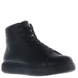 Championes negros de corte alto con suela gruesa y diseño minimalista.