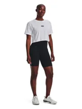 Short deportivo Under Armour Motion Bike negro, de tiro alto y calce ajustado.