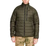 Campera puffer color verde oliva con cierre frontal y cuello alto. Logo de Nike bordado en el pecho.
