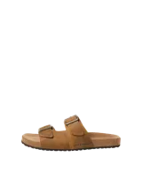 Sandalias Jack & Jones modelo Louis color miel, con dos correas ajustables con hebilla y plantilla anatómica de corcho.