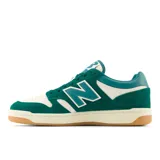 Championes New Balance BB480LPA, color verde con detalles en blanco y celeste.