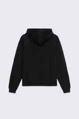 Sudadera marrón con capucha ajustable con cordones y bordado blanco con el texto 'ZAFA A Coruña Established 1975 Rúa Juan Flórez 64-66'.