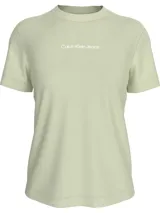 Remera color verde claro de algodón, con cuello redondo y mangas cortas. Estampado frontal con el logo de Calvin Klein Jeans en color blanco.