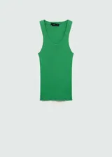 Musculosa azul marino de punto fino con tirantes finos y cuello redondo.