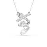 Colgante plateado con espiral de cristales blancos y circonitas transparentes, con cadena fina.