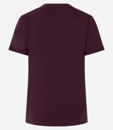 Remera tipo t-shirt de algodón, color beige claro, con cuello redondo y mangas cortas dobladas.