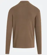 Buzo marrón de viscosa con cuello polo y cremallera.