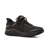 Championes Skechers Hands Free Slip-ins: BOBS from Skechers Arch Comfort B Sweet - A Look, color negro. Diseño slip-on con cordones decorativos, capas superpuestas de material sintético y malla, plantilla Skechers Memory Foam y amortiguación Arch Comfort.