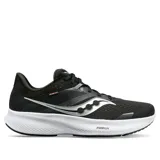 Championes para hombre con diseño negro y detalles en blanco, ideales para running, con entresuela de espuma PWRRUN para amortiguación.